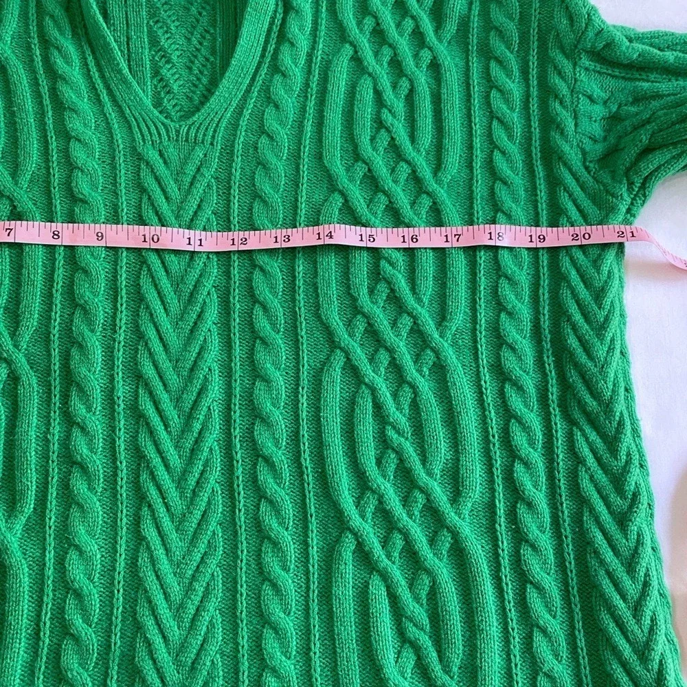 j. jill Meadow Green Cotton Blend Oversized Collared Cable‎ Knit Sweater XS